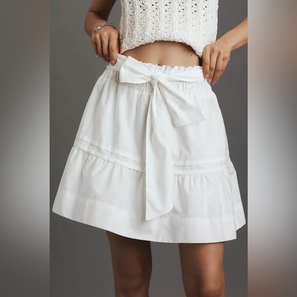 NWT! Anthropologie White Maeve Somerset Mini Skirt - Size XL 🎶 - Picture 2 of 8